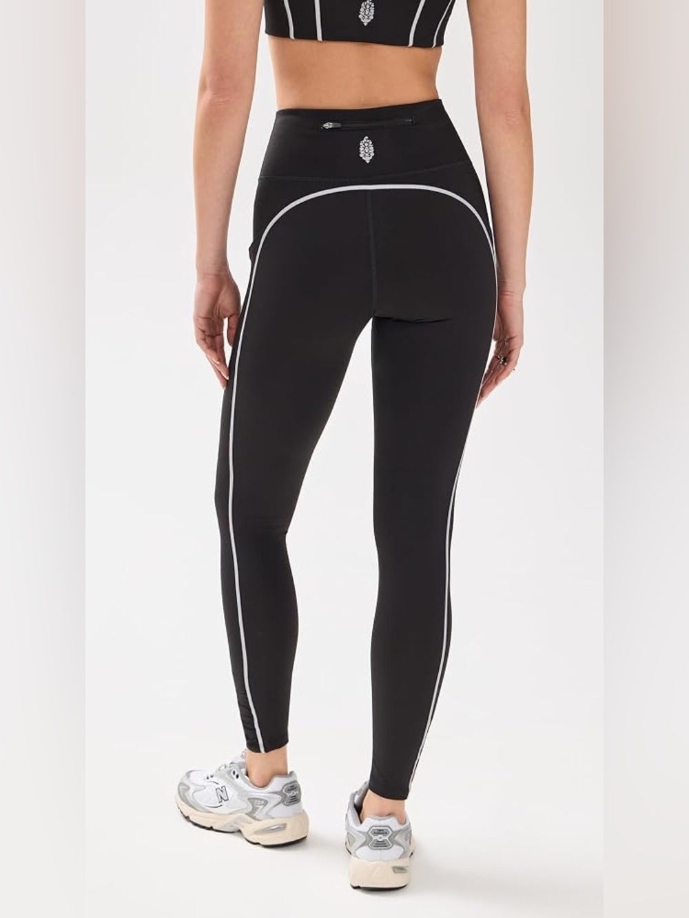 Free People Black High-Rise Leggings with White Piping